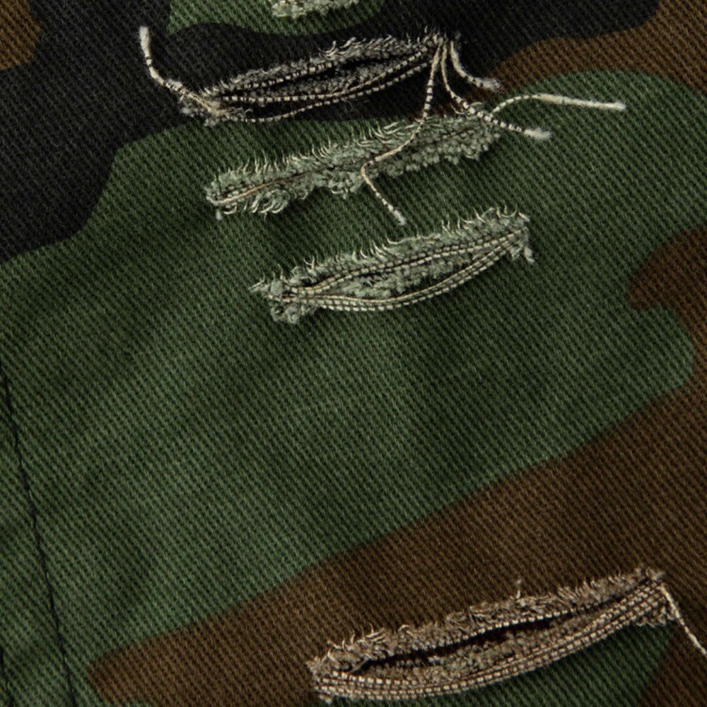 Distressed Camo Mini Skirt w Side Fringe, Size Small, NWT - Picture 4 of 6